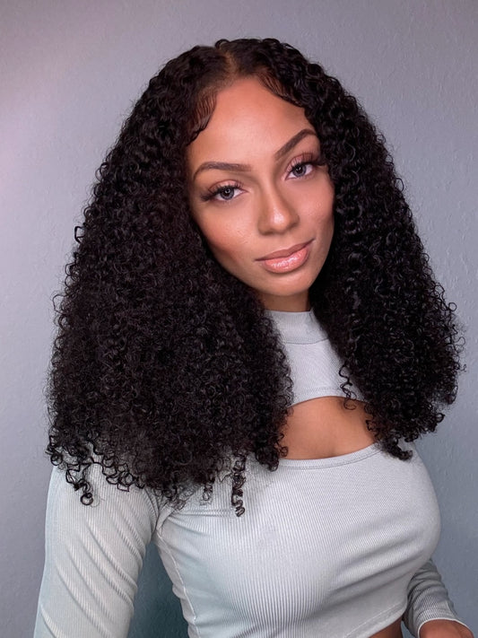 Bye Bye Knots Wig 7x5 & 13x4 Glueless Lace Black Kinky Curly Wig With Bleached Knots 180% Density